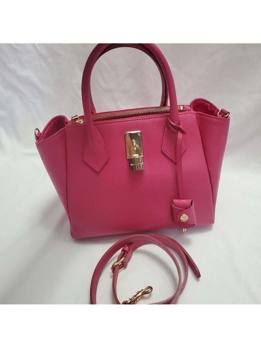 Samantha Thavasa Pink Galleria Saffiano Leather Top Handle Crossbody Bag